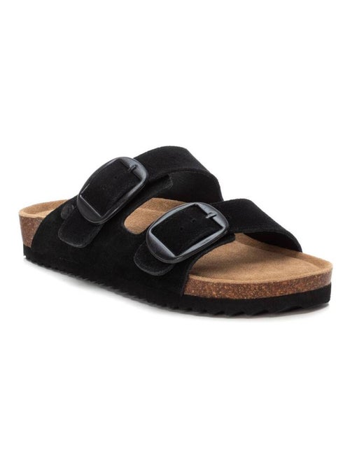 Sandales plates femme en cuir - Kiabi