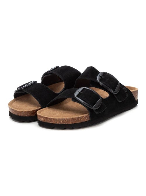 Sandales plates femme en cuir - Kiabi
