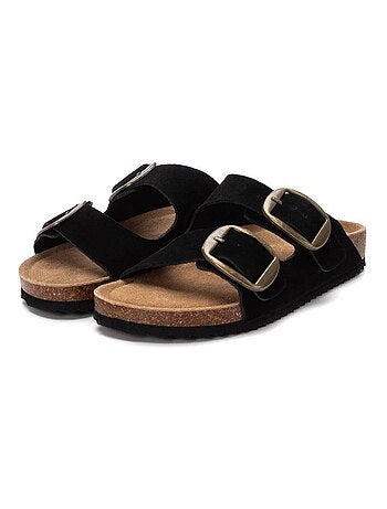 Sandales plates femme en cuir