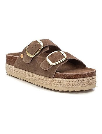 Sandales plates femme en cuir