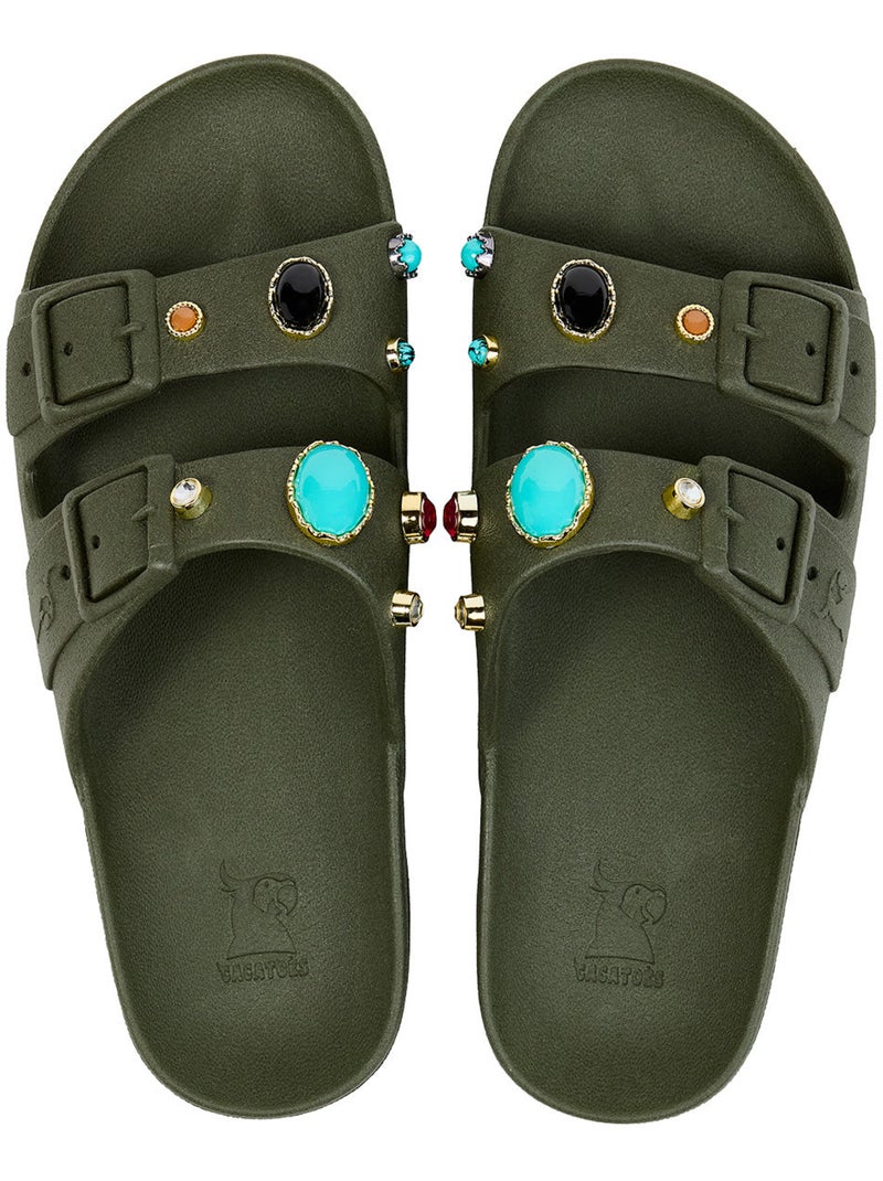 Sandales plates Femme JOIA Kaki foncé - Kiabi