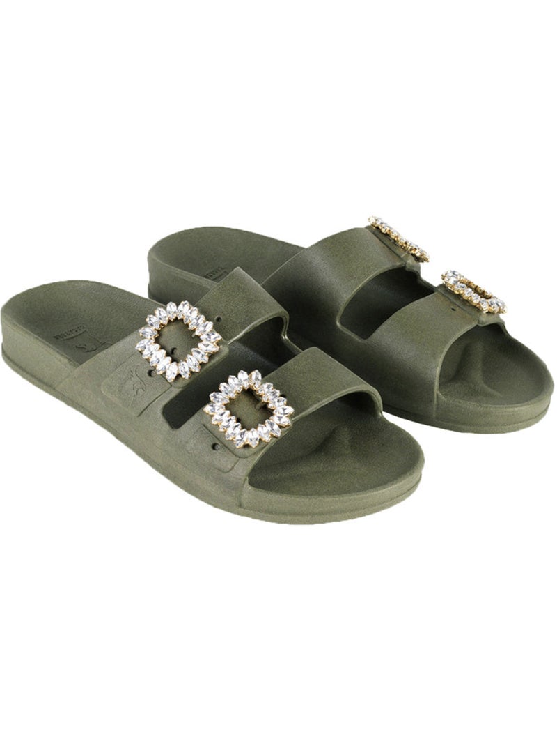 Sandales plates Femme Kaki foncé - Kiabi