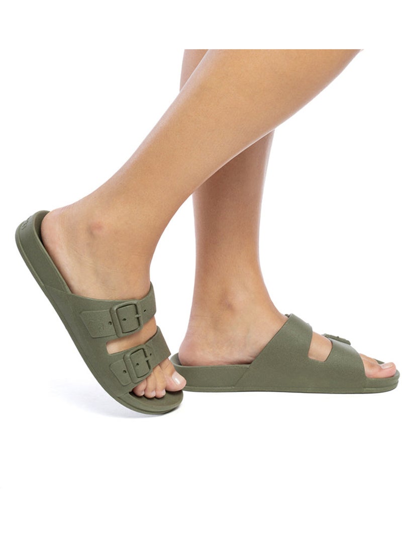 Sandales plates Femme Kaki foncé - Kiabi