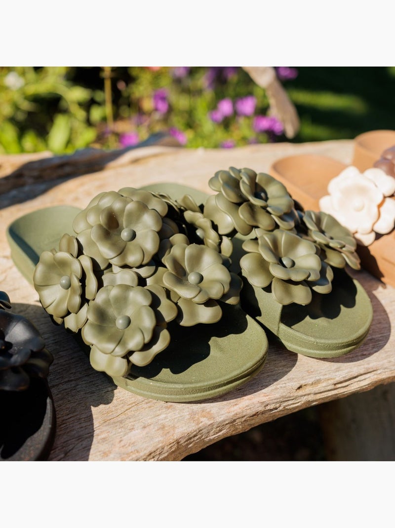 Sandales plates Femme Kaki foncé - Kiabi