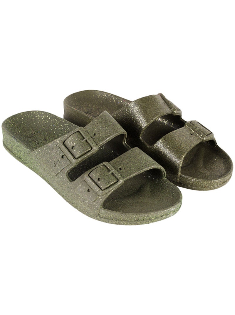 Sandales plates Femme Kaki foncé - Kiabi