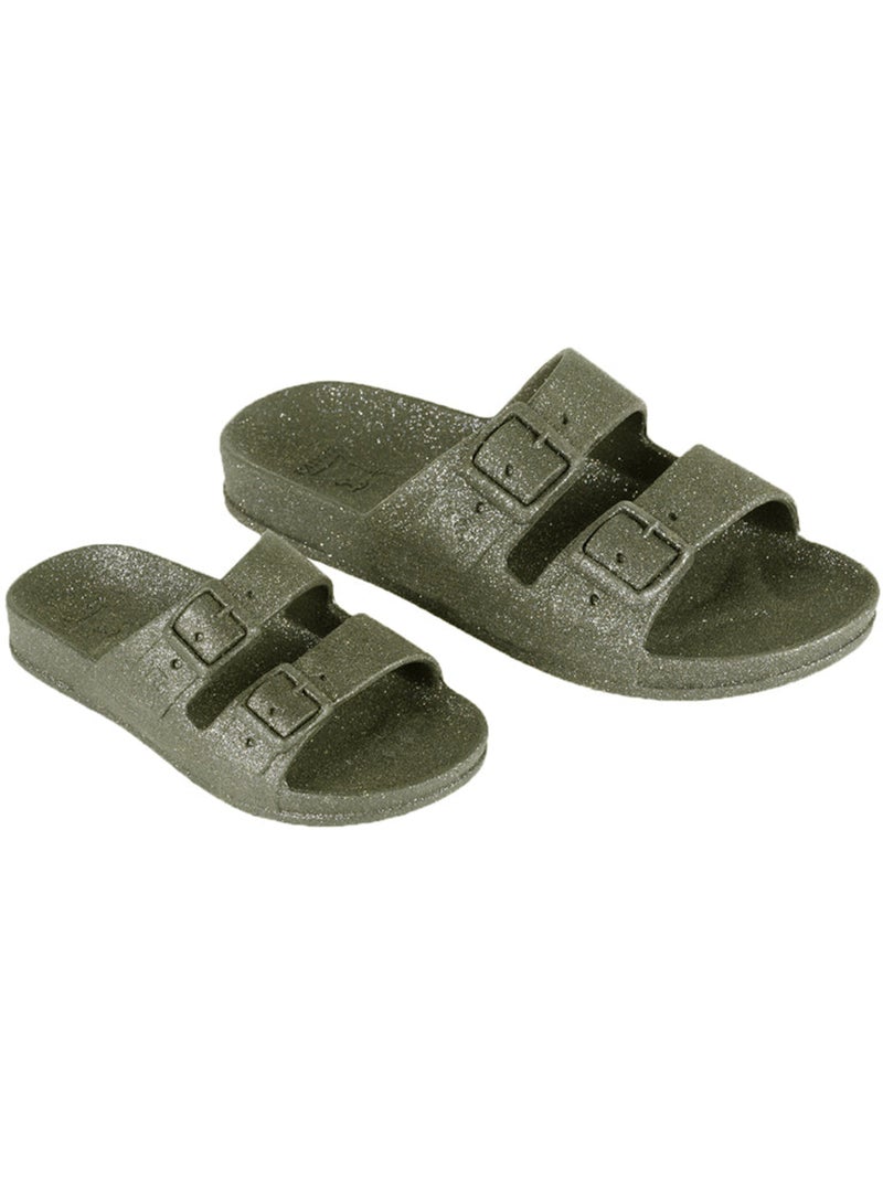 Sandales plates Femme Kaki foncé - Kiabi