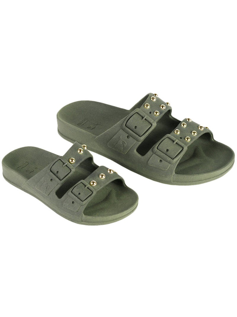 Sandales plates Femme Kaki foncé - Kiabi