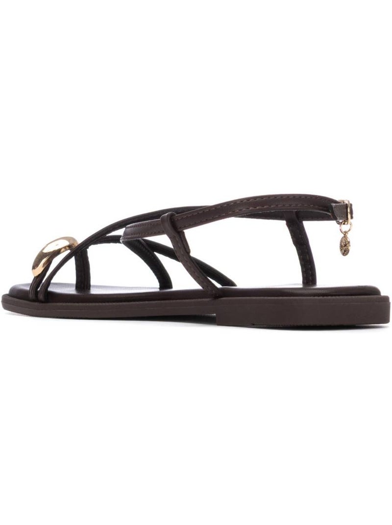 Sandales plates femme Marron - Kiabi