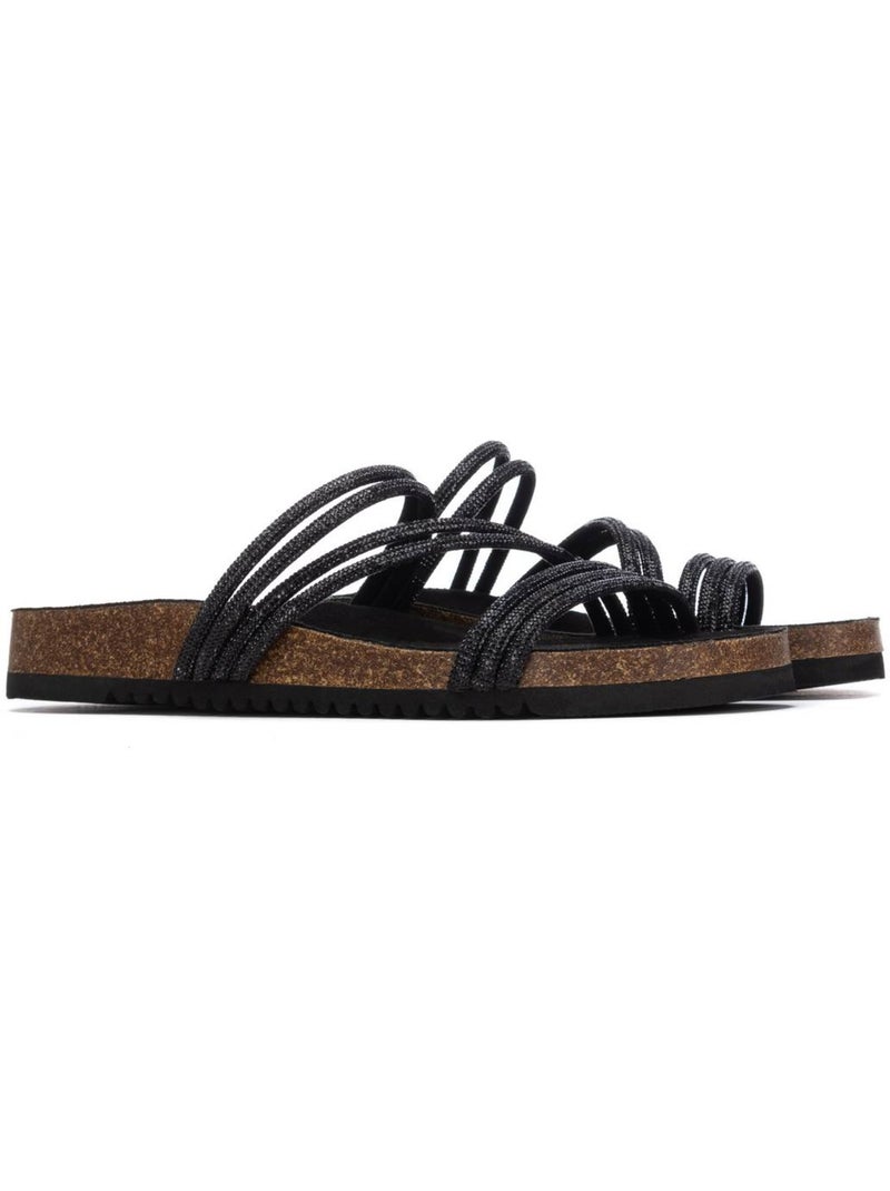 Sandales plates femme Noir - Kiabi