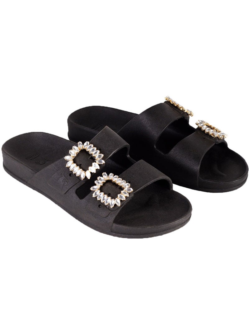 Sandales plates Femme Noir Noir - Kiabi