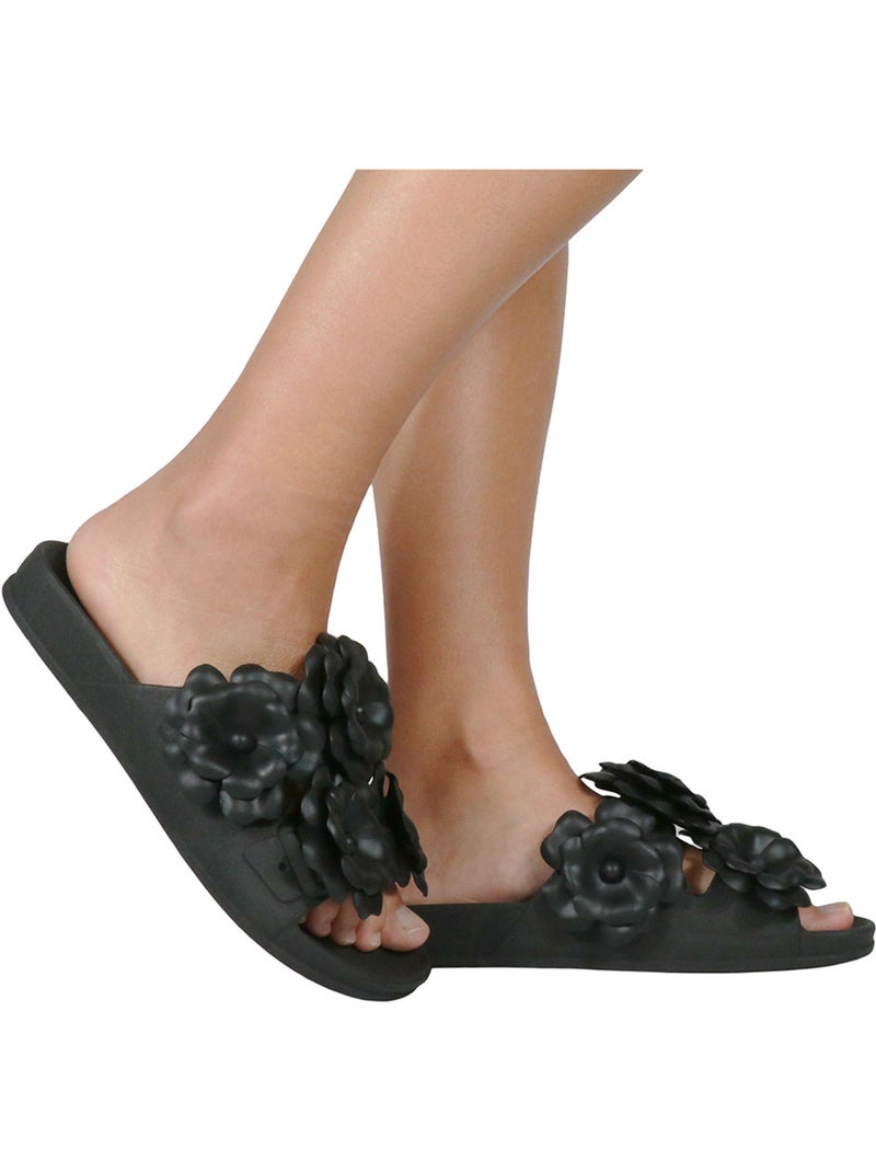 Sandales plates Femme Noir Noir - Kiabi