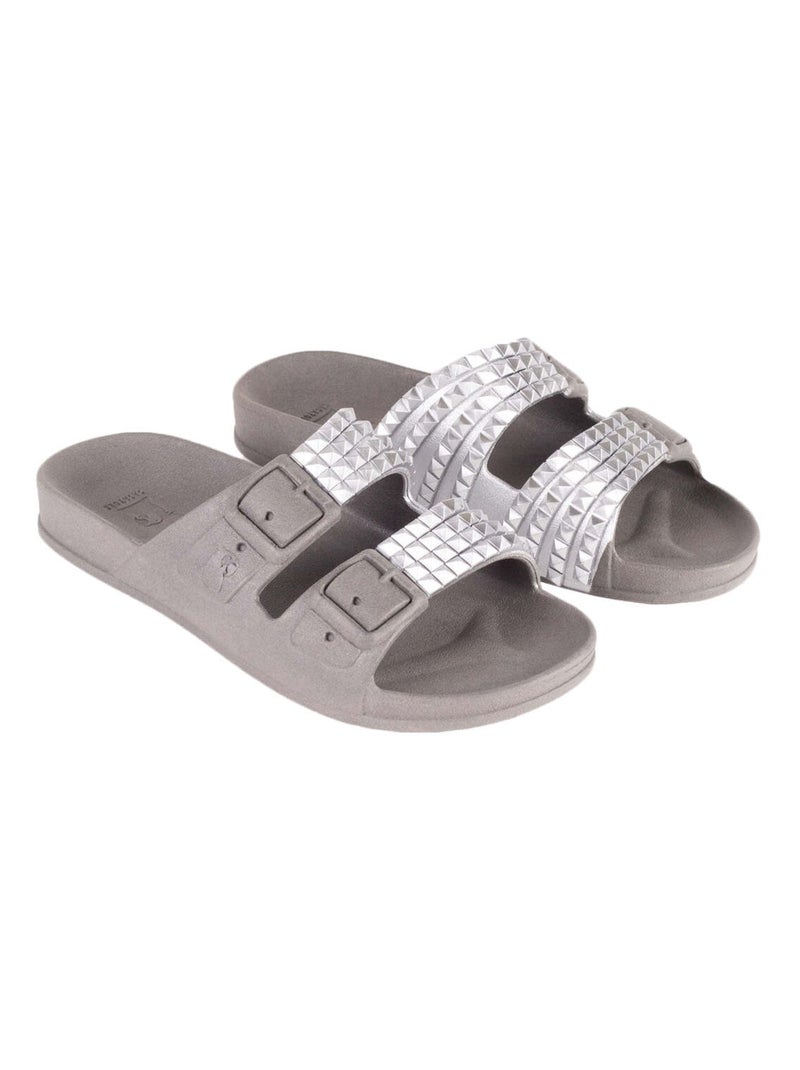 Sandales plates Flox Cacatoès Argent - Kiabi