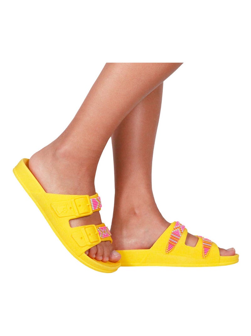 Sandales plates Jericoacoara Cacatoès Jaune fluo - Kiabi