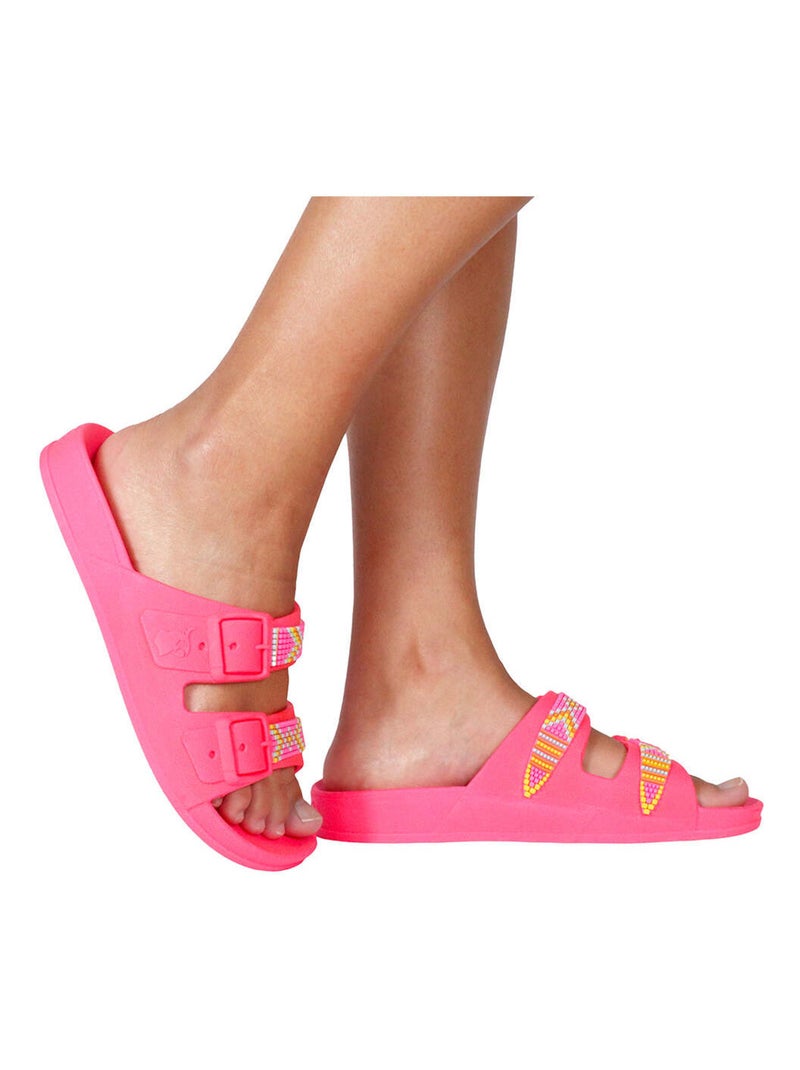 Sandales plates Jericoacoara Cacatoès Rose fluo - Kiabi