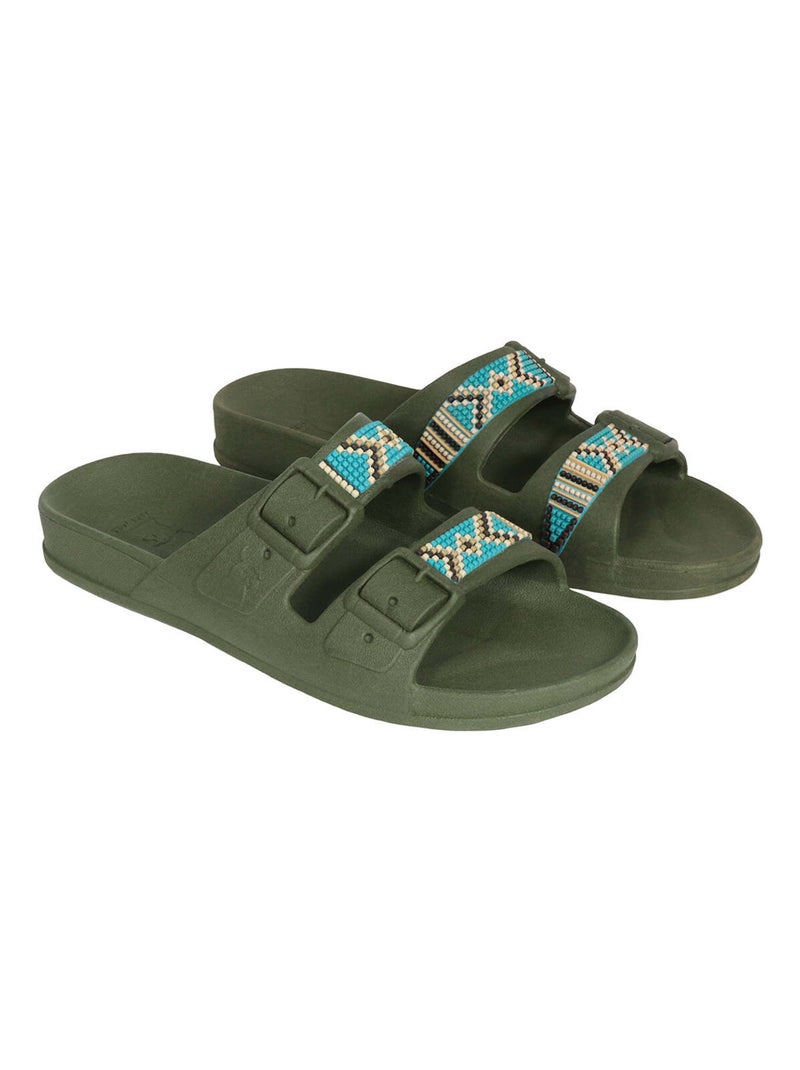 Sandales plates Jericoacoara Cacatoès Vert kaki - Kiabi