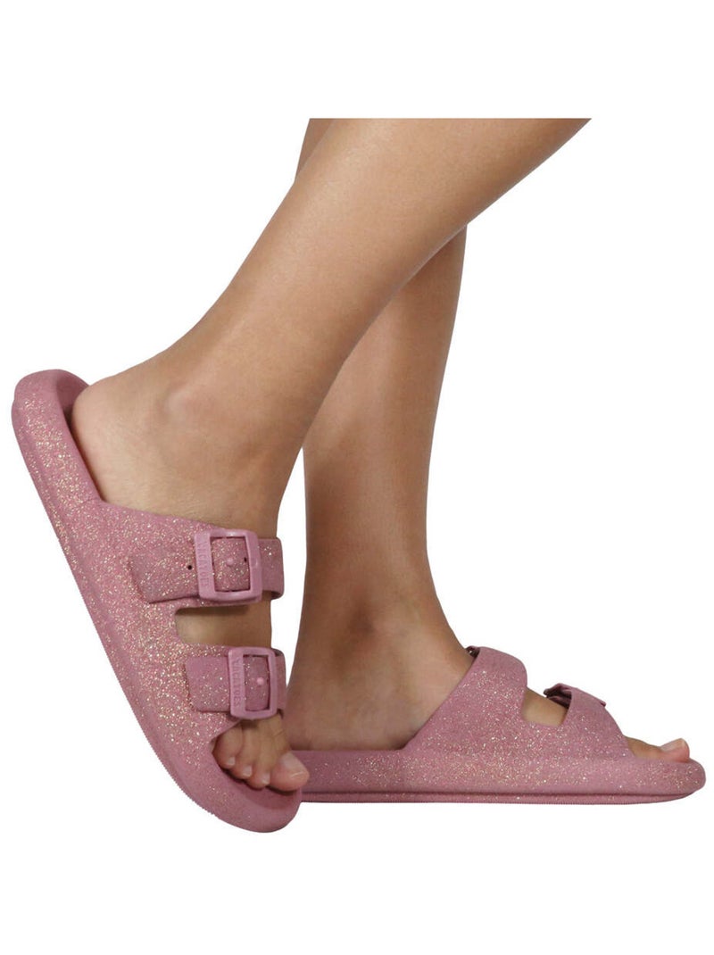 Sandales plates Jessy Glitter Cacatoès Vieux rose - Kiabi