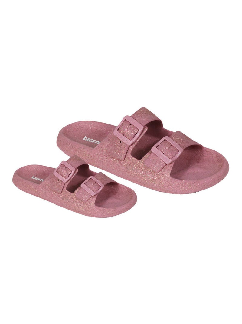 Sandales plates Jessy Glitter Cacatoès Vieux rose - Kiabi