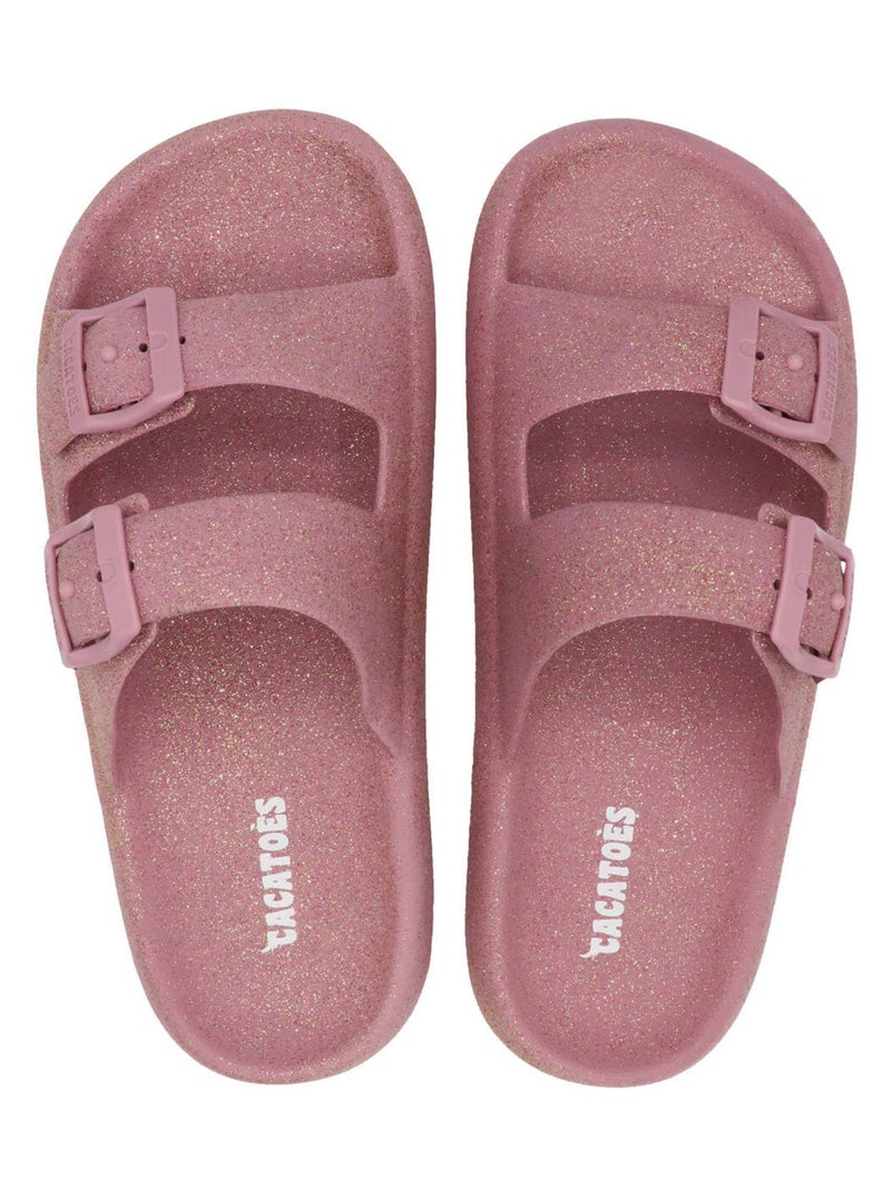Sandales plates Jessy Glitter Cacatoès Vieux rose - Kiabi