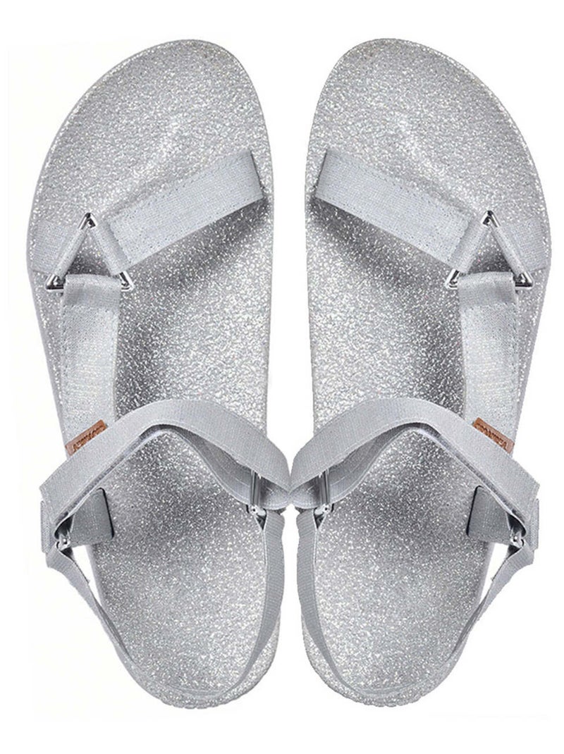 Sandales plates Manaus Glitter Cacatoès Gris métalique - Kiabi