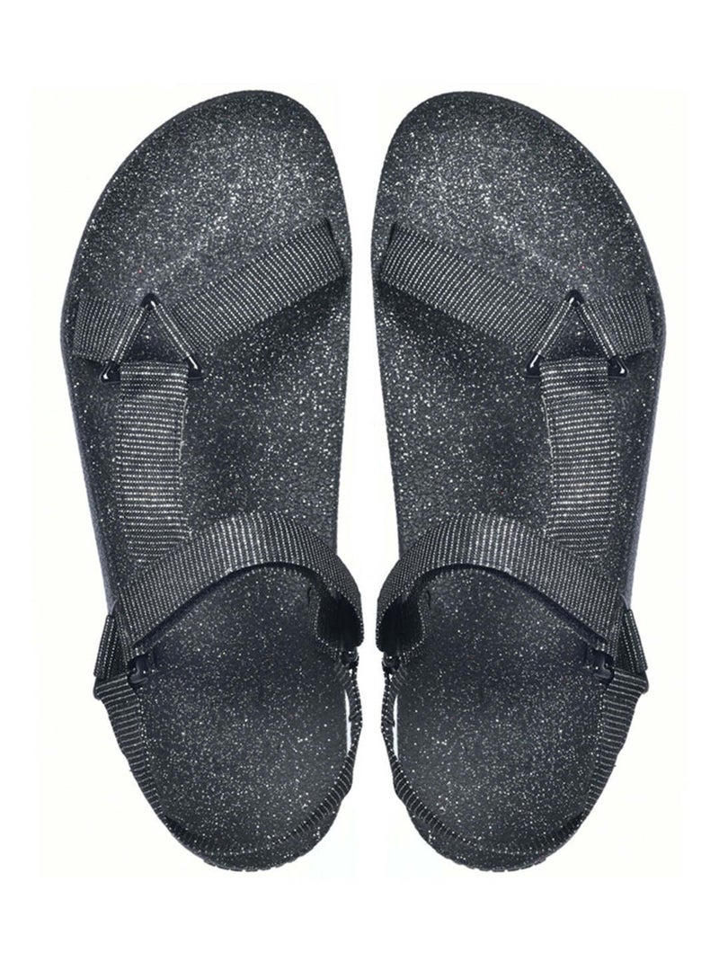 Sandales plates Manaus Glitter Cacatoès Noir - Kiabi