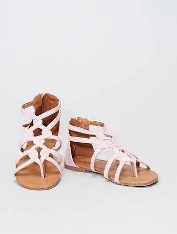 Sandales plates montantes