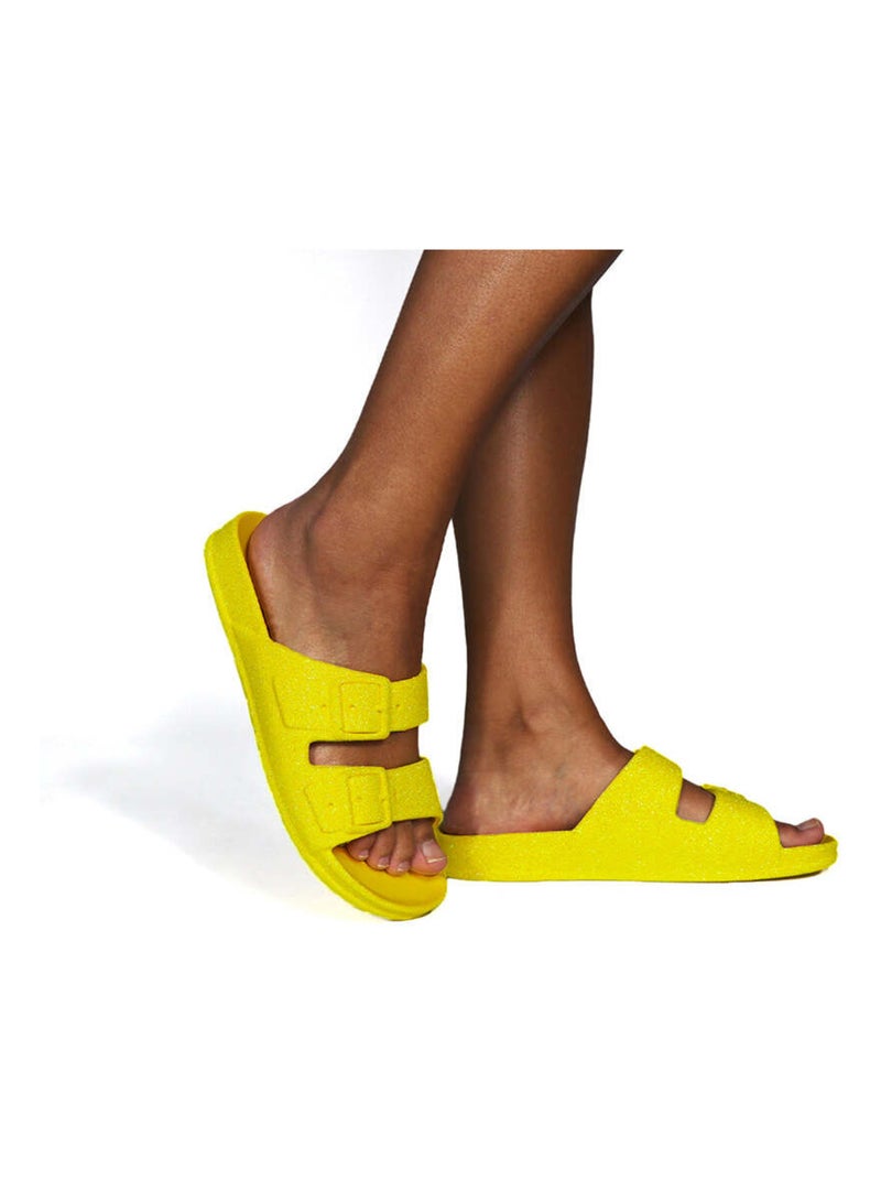 Sandales plates Neon Cacatoès Jaune fluo - Kiabi