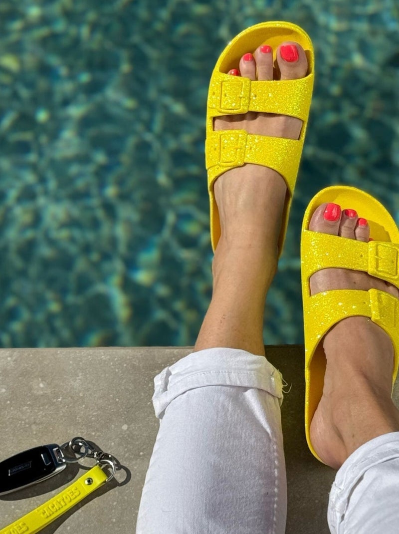 Sandales plates Neon Cacatoès Jaune fluo - Kiabi