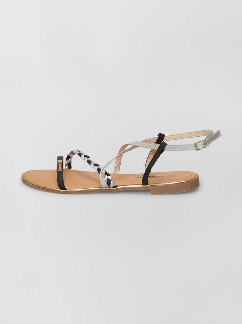 Sandales plates noir - Kiabi