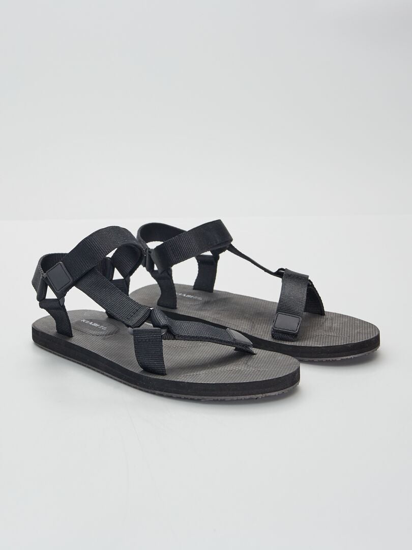 Sandales plates Noir - Kiabi
