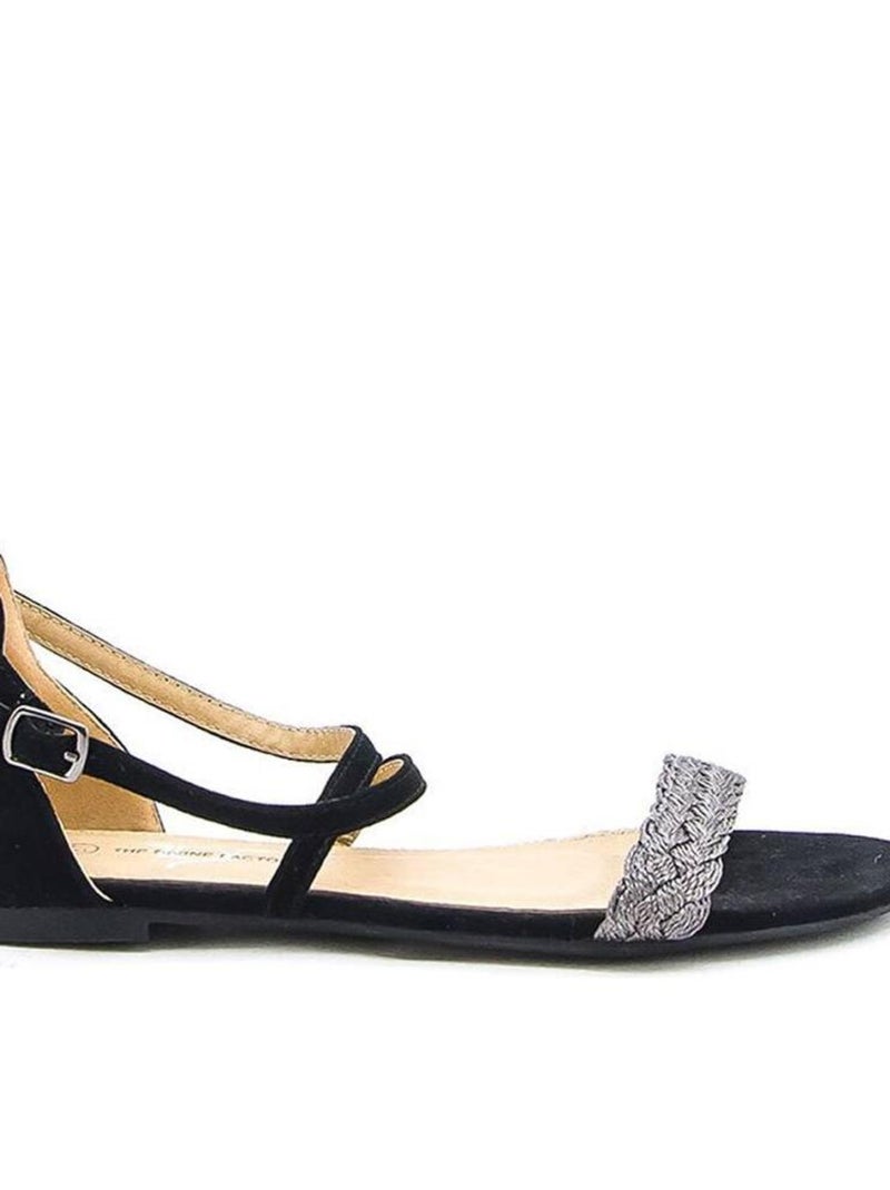Sandales plates noires Noir - Kiabi