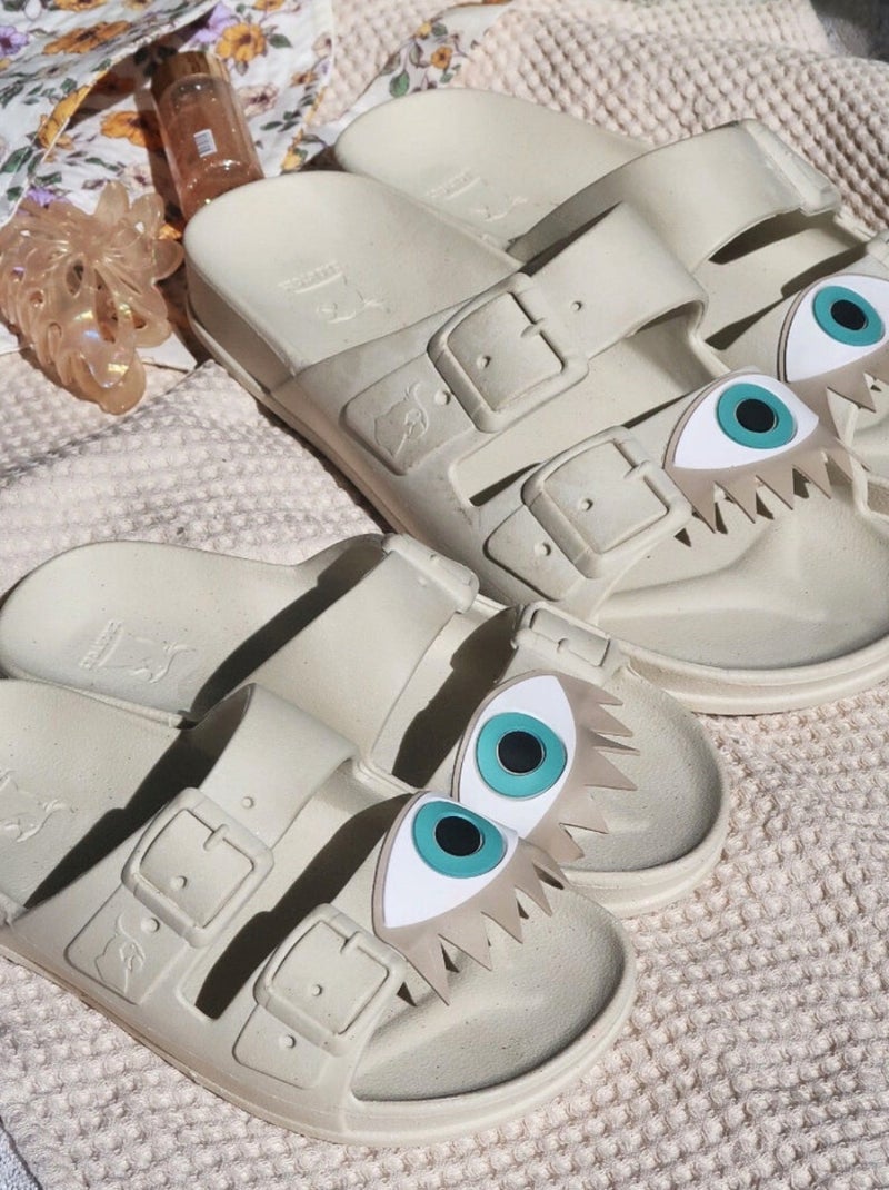 Sandales plates Olhos Cacatoès Beige - Kiabi