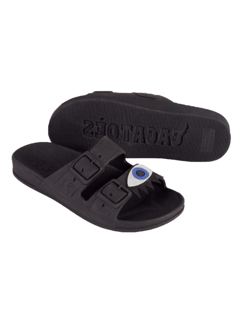 Sandales plates Olhos Cacatoès Noir Argenté - Kiabi