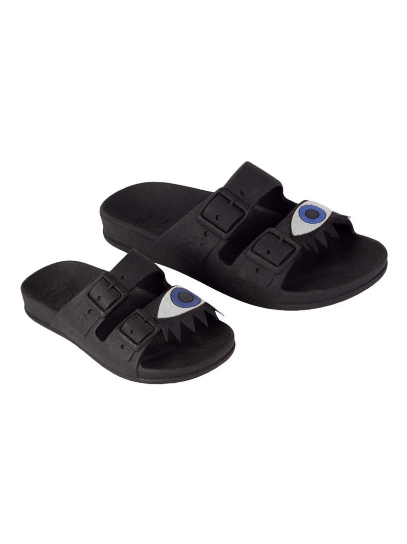 Sandales plates Olhos Cacatoès Noir Argenté - Kiabi