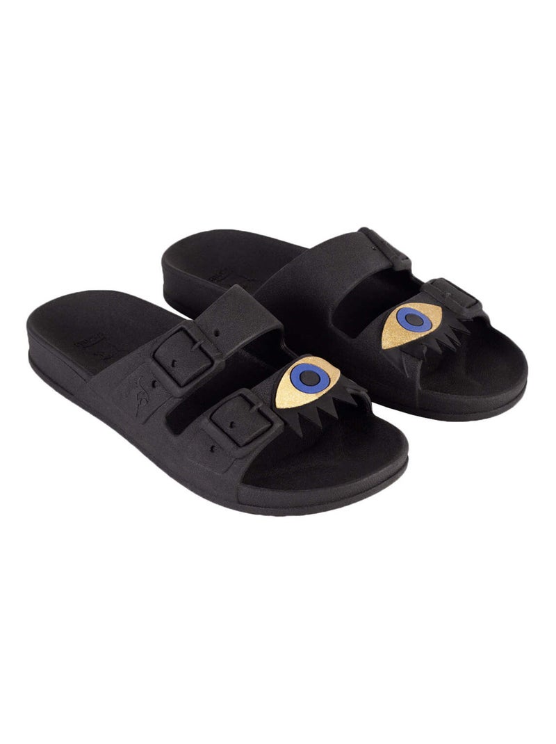Sandales plates Olhos Cacatoès Noir Doré - Kiabi