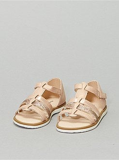 Sandales plates pailletées et strass - Kiabi