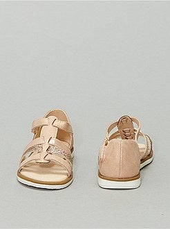 Sandales plates pailletées et strass - Kiabi