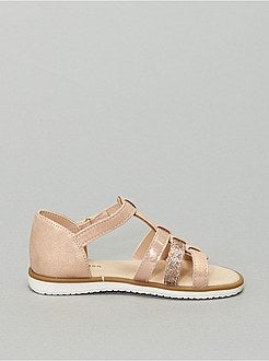Sandales plates pailletées et strass - Kiabi