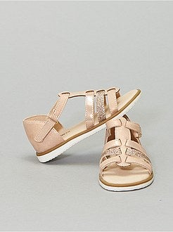 Sandales plates pailletées et strass - Kiabi