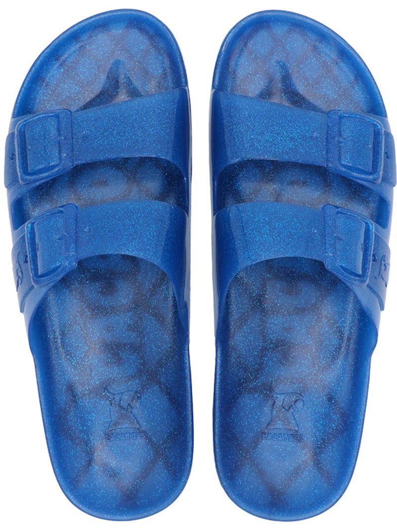 Sandales plates ? paillette Femme ANJO GLITTER Bleu roi - Kiabi