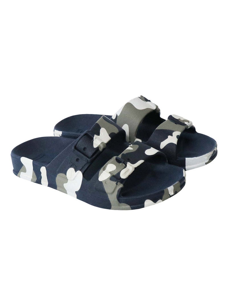 Sandales plates Rondonia Cacatoès Blanc Bleu marine Gris - Kiabi