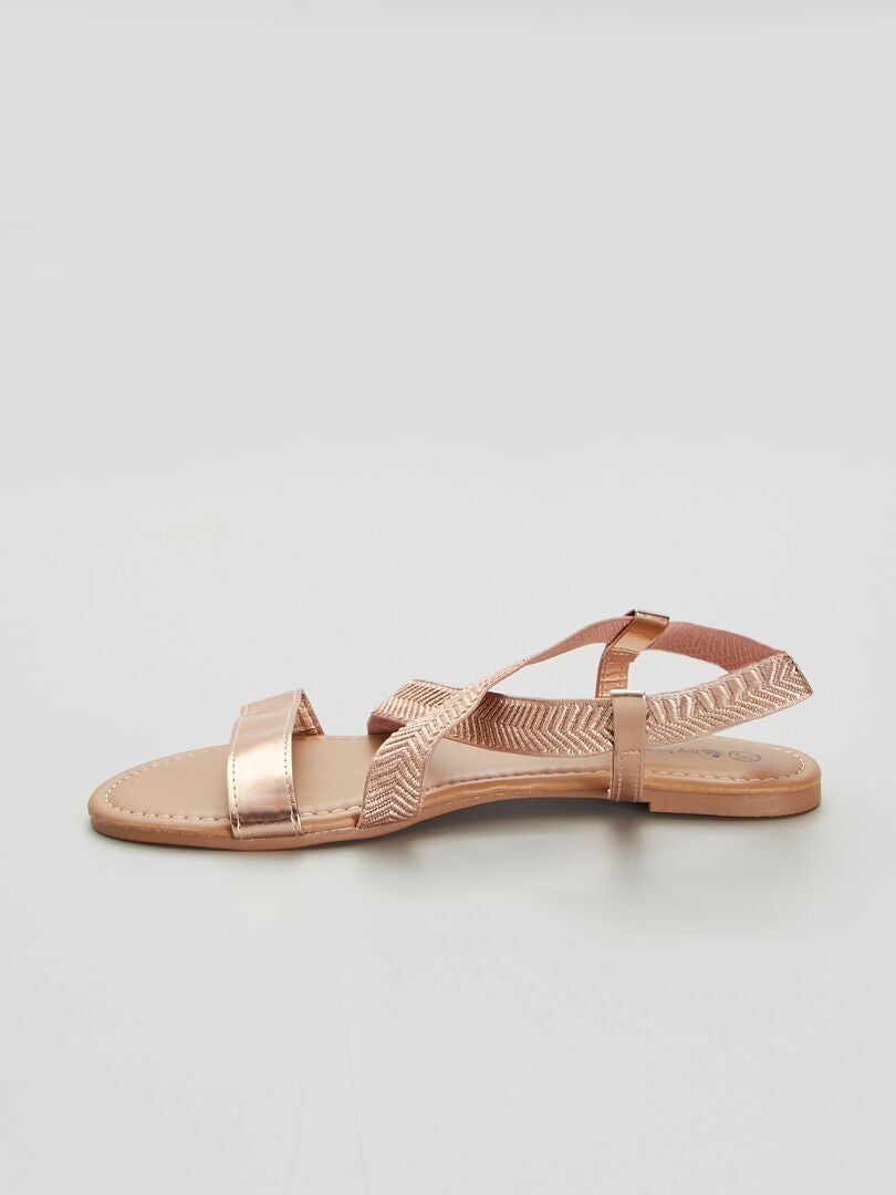 Sandales plates rose dorée Rose - Kiabi