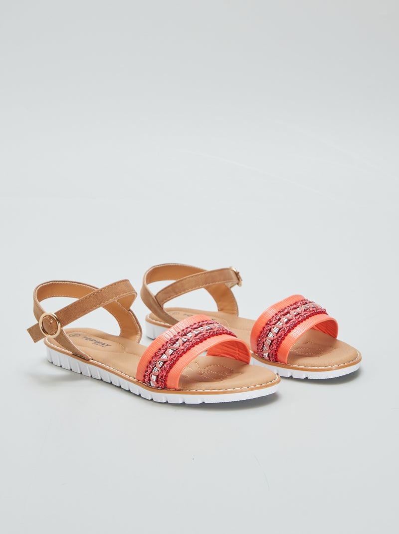 Sandales plates Rouge - Kiabi