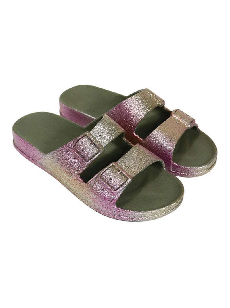 Sandales plates Sereia Cacatoès Noir Kaki - Kiabi