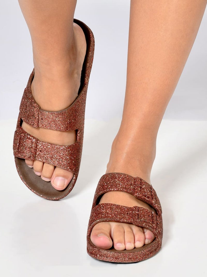 Sandales plates Trancoso Cacatoès Marron/Multicolore - Kiabi