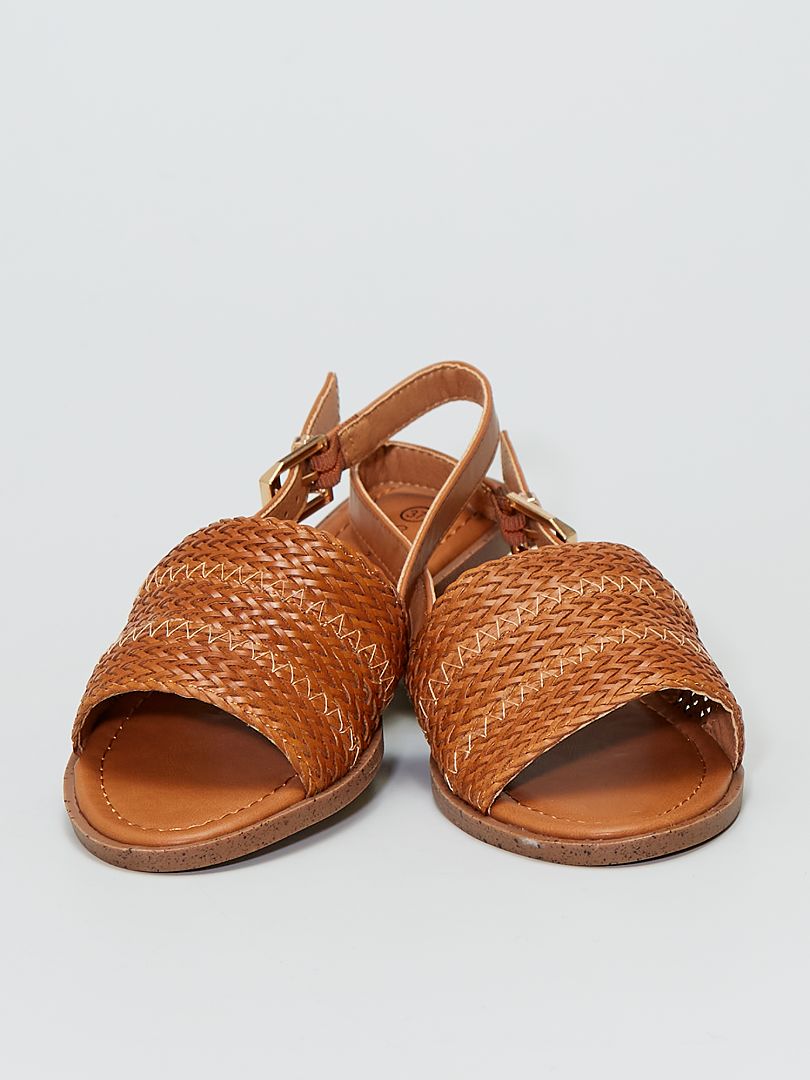 Sandales plates tressées beige - Kiabi