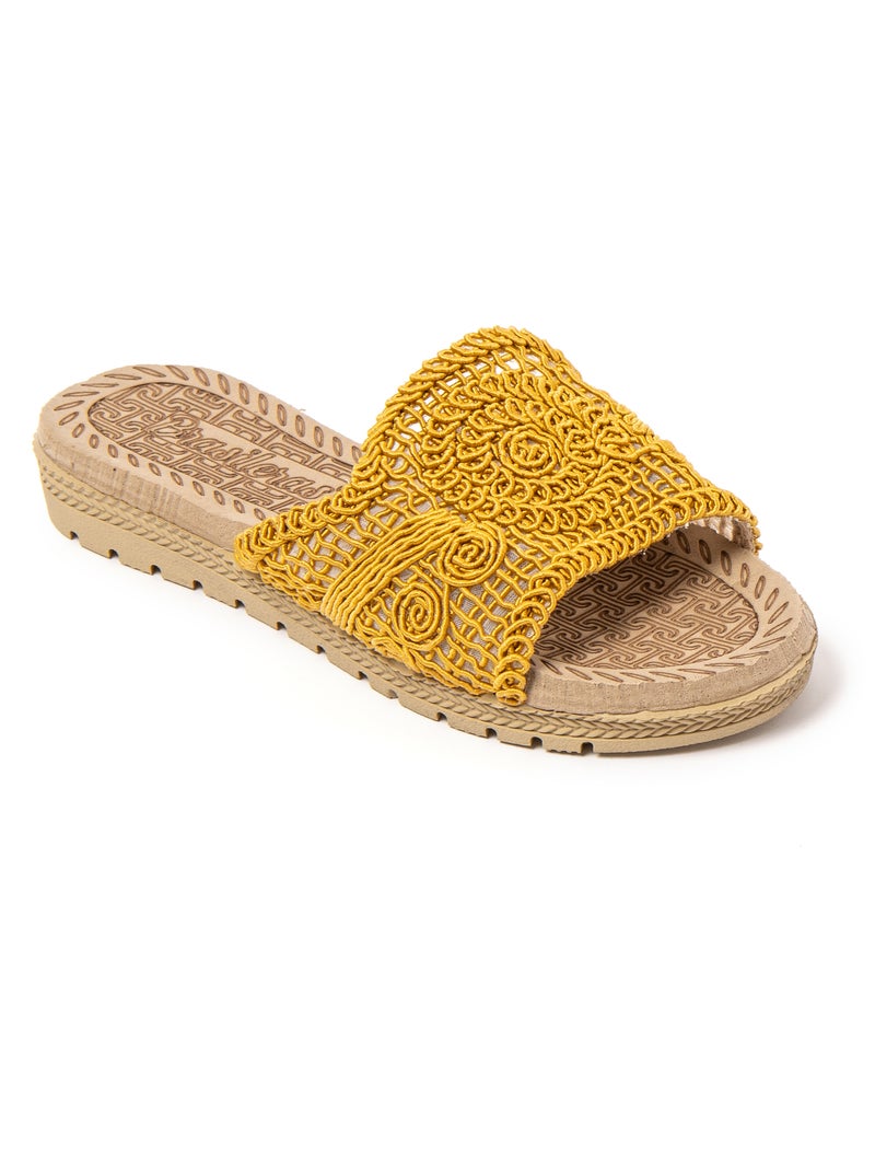 Sandales pour femme Brasileras avec semelle gomme Jaune - Kiabi