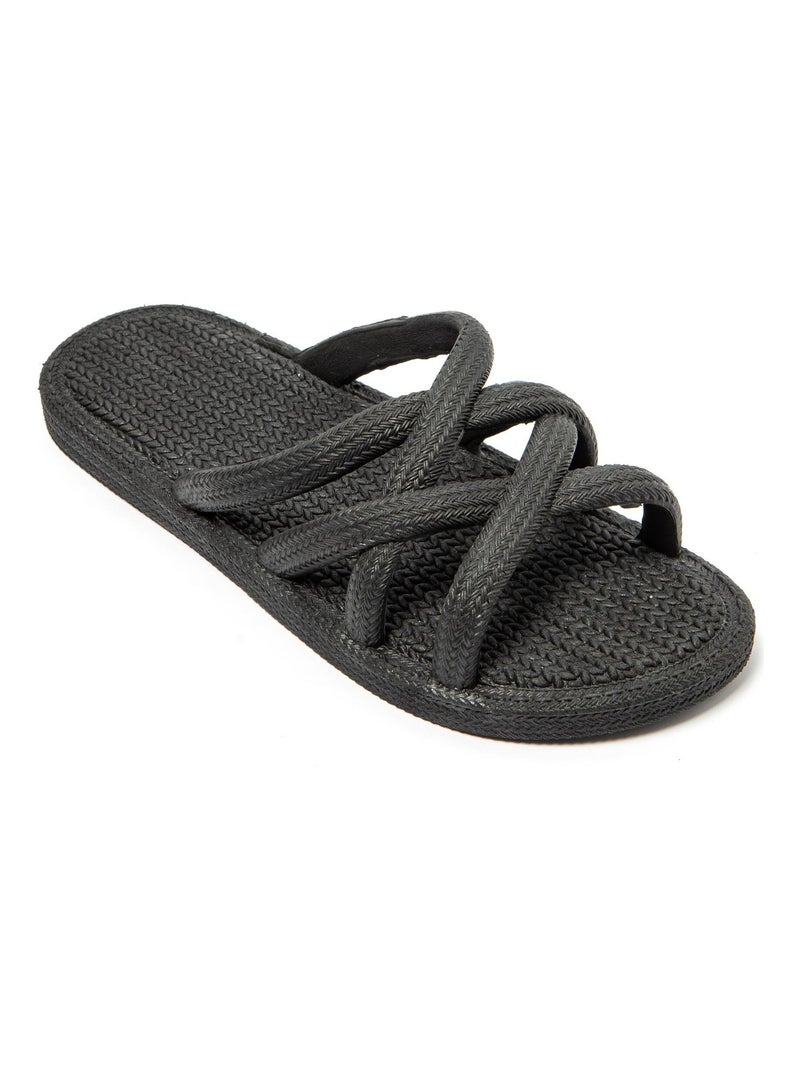 Sandales pour femme Brasileras avec semelle gomme Noir - Kiabi