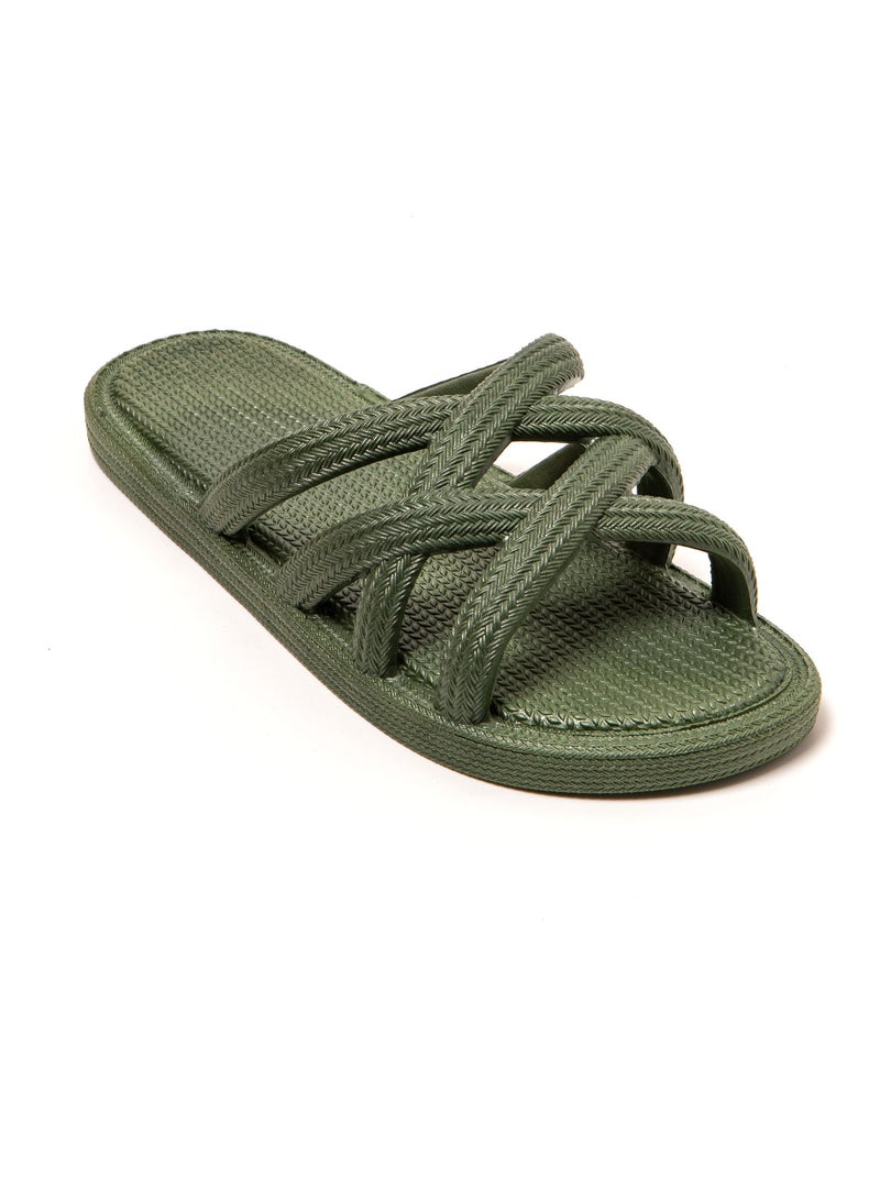Sandales pour femme Brasileras avec semelle gomme Vert foncé - Kiabi