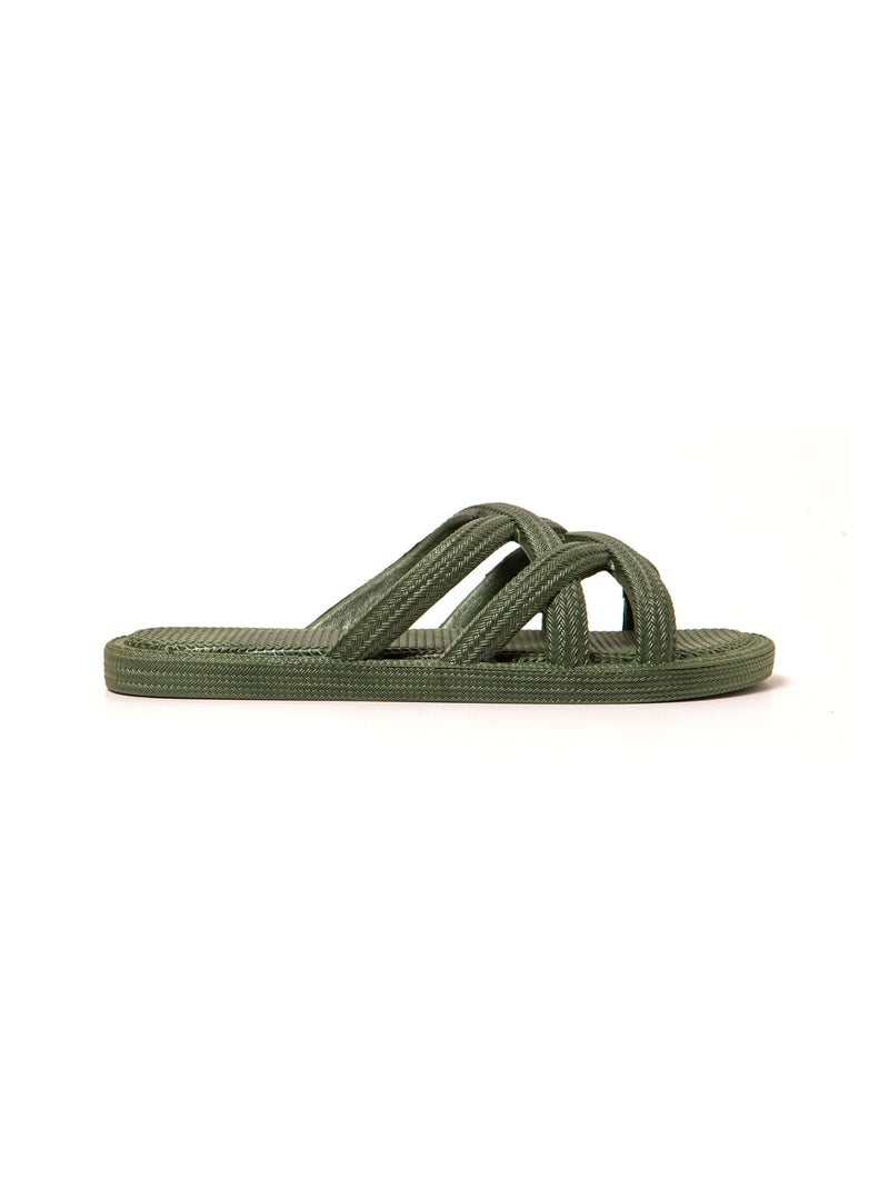 Sandales pour femme Brasileras avec semelle gomme Vert foncé - Kiabi