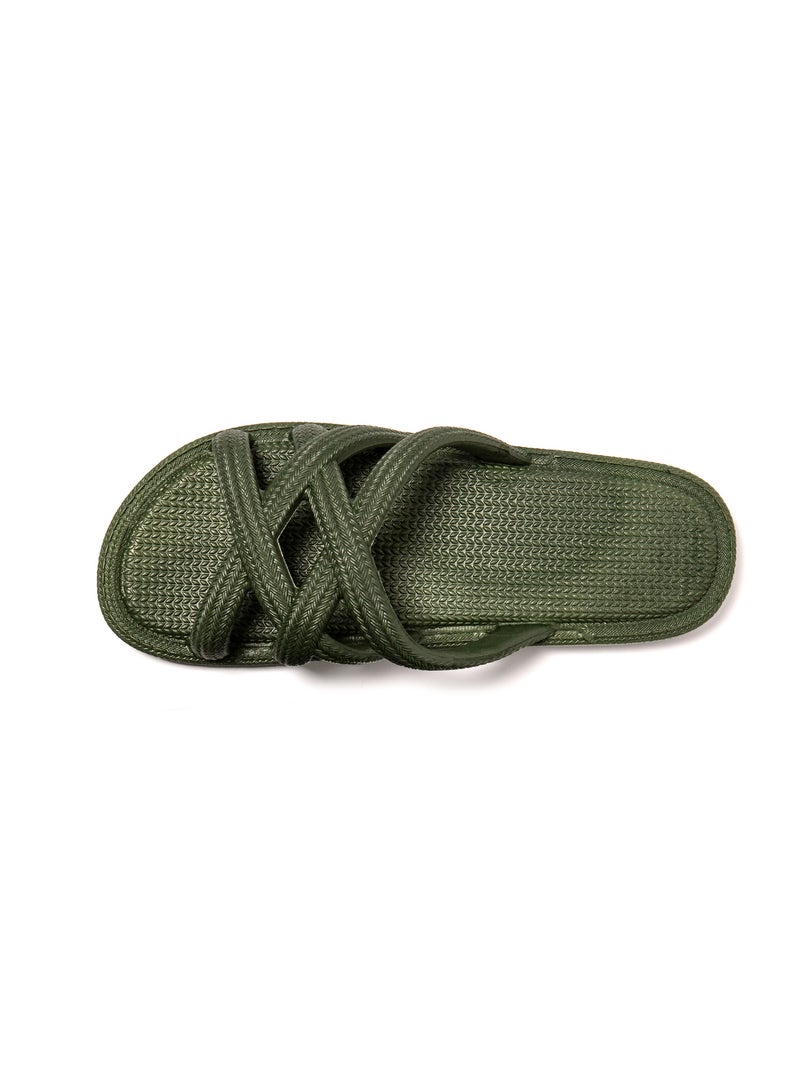 Sandales pour femme Brasileras avec semelle gomme Vert foncé - Kiabi